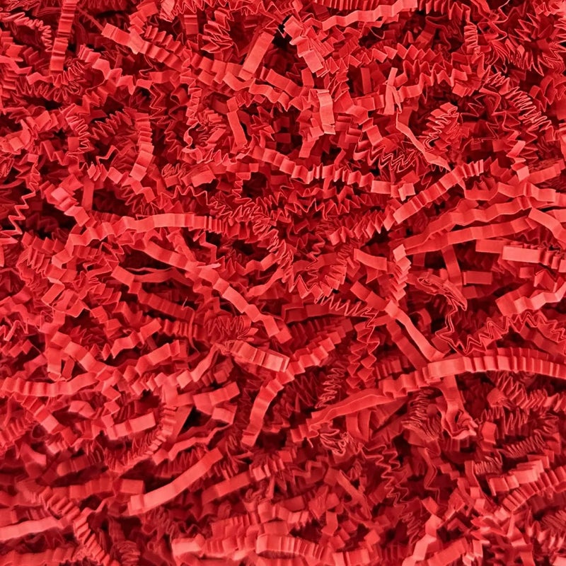 Bobobag - 1LB Crinkle Cut Paper Shred Filler Recyclable Gift Wrap Confetti Raffia Grass Shred Paper for Easter Baskets Filler Creative Eggs Decor (Red) - Image 1